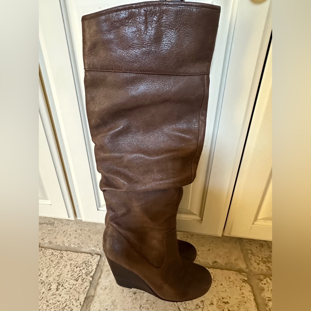 Jessica Simpson Brown Leather Slouch Tall Knee Boots